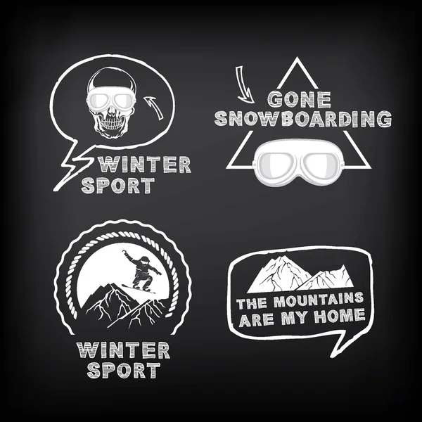 Snowboard, kış spor Icon set. — Stok Vektör