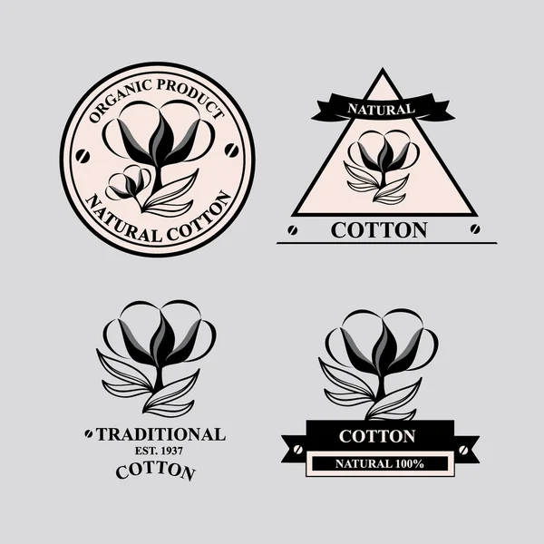Icônes en coton, produit naturel . — Image vectorielle