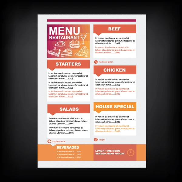 Restaurant café menu — Stockvector