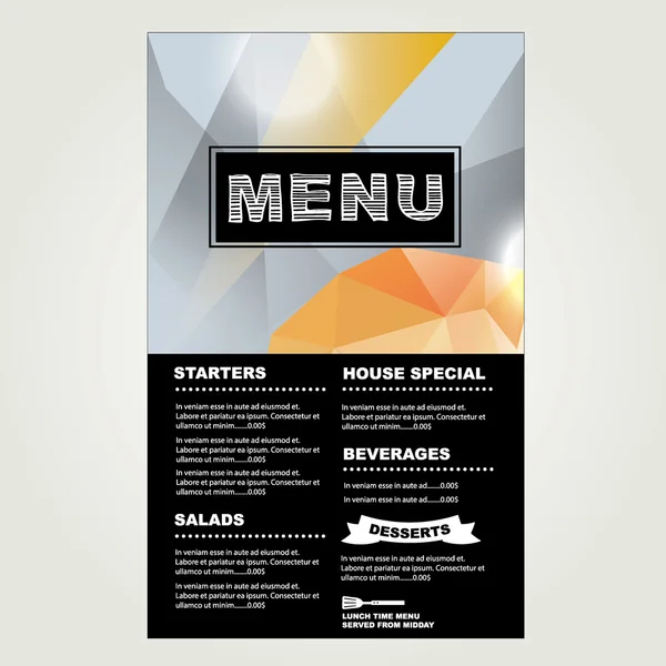 Restaurante menú cafetería, plantilla de diseño — Vector de stock