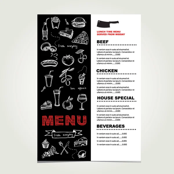 Restaurant cafe menu, template design. — Stock Vector