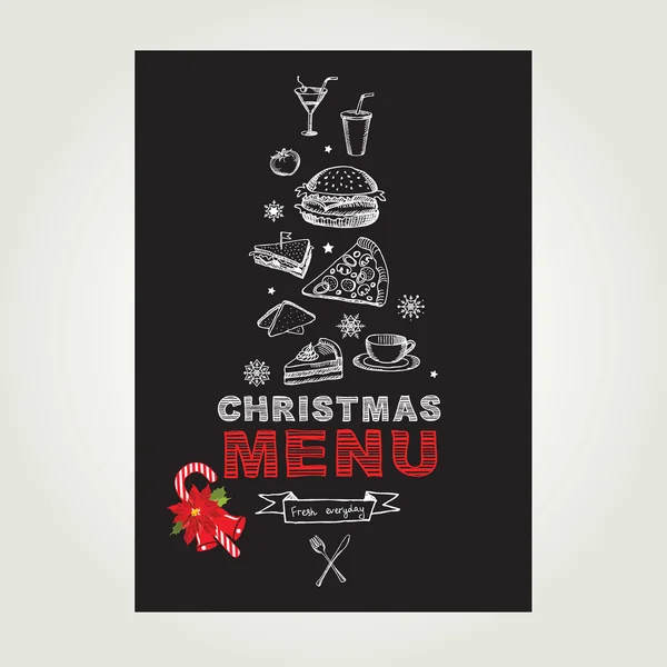 Vánoční strana a restaurace menu, Pozvánka. — Stockový vektor