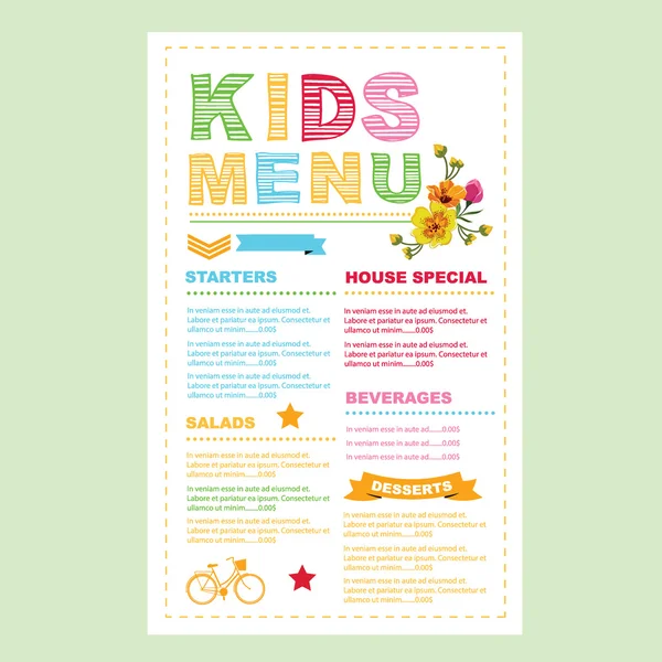 Kids menu. — Stock Illustration Kids menu. Stock Illustration
