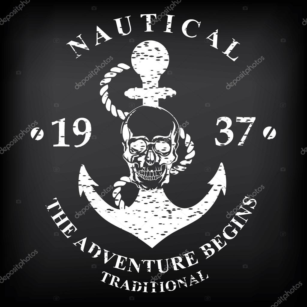 T-shirt print design. Nautical marine, badge design.