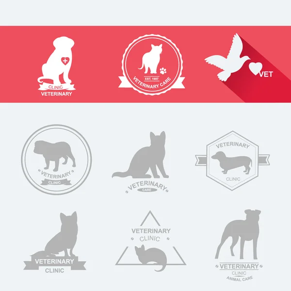 Köpek ve kedi Icons set — Stok Vektör