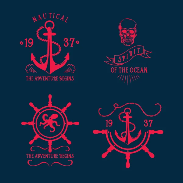 Nautiska marine, badge design. — Stock vektor