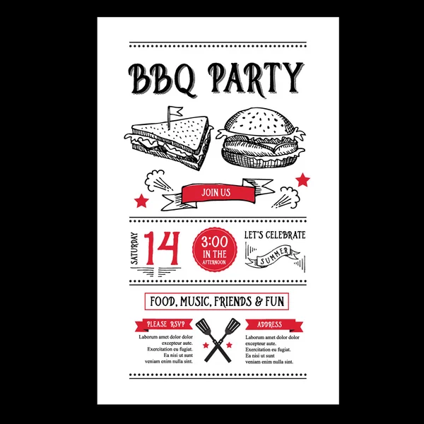 Barbecue party invitation — Stock Vector