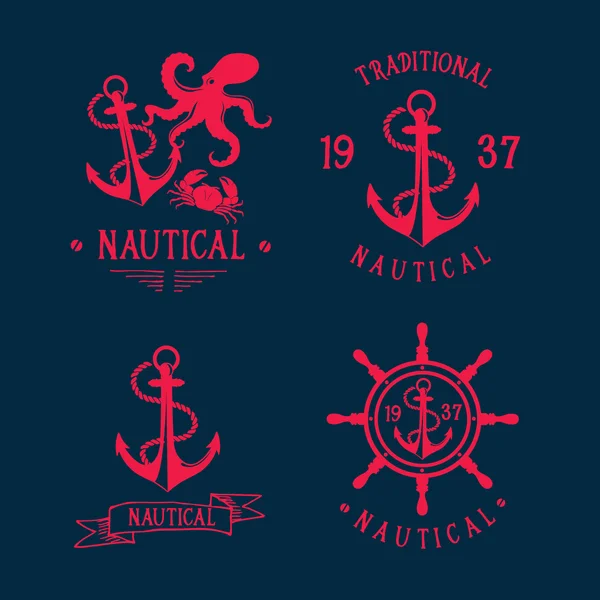 Marina náutica, diseño de insignias . — Vector de stock