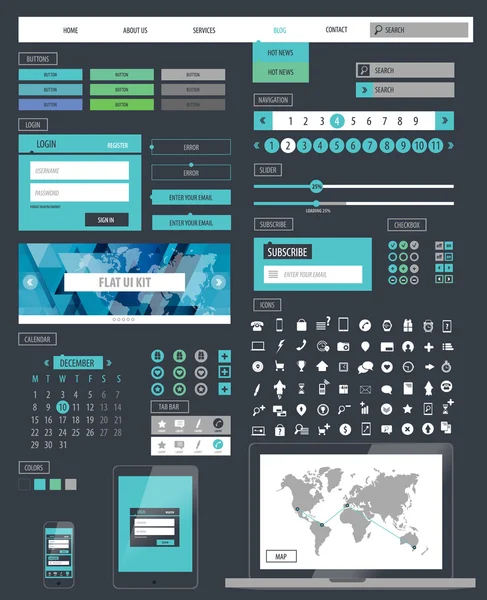 Progettazione dell'interfaccia utente kit web reattiva — Vettoriale Stock