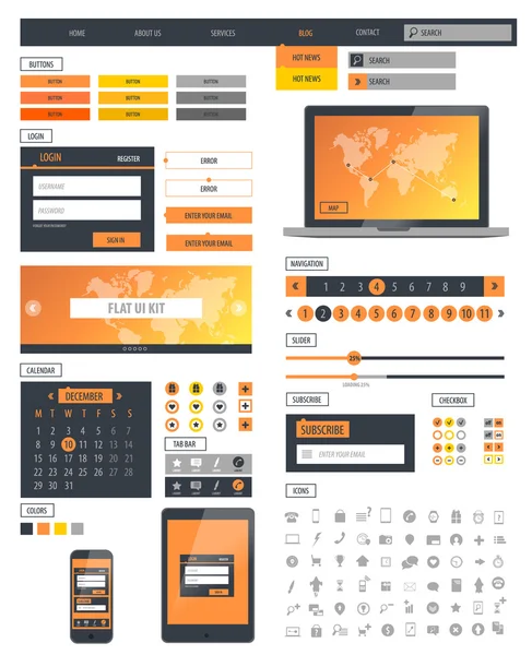 Ui kit responsive web design — Stock Vector