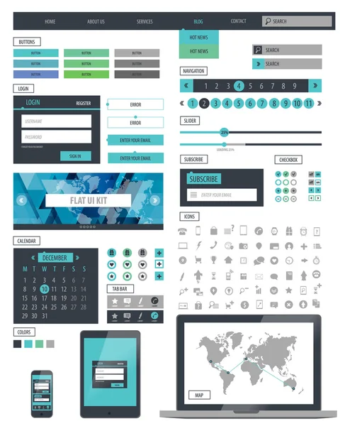 UI kit responsive web design — Stock Vector