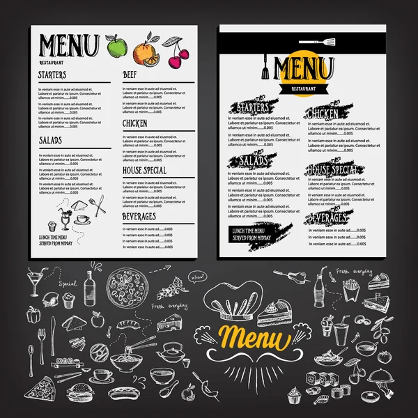 食品菜单，餐厅模板设计 — 图库矢量图片