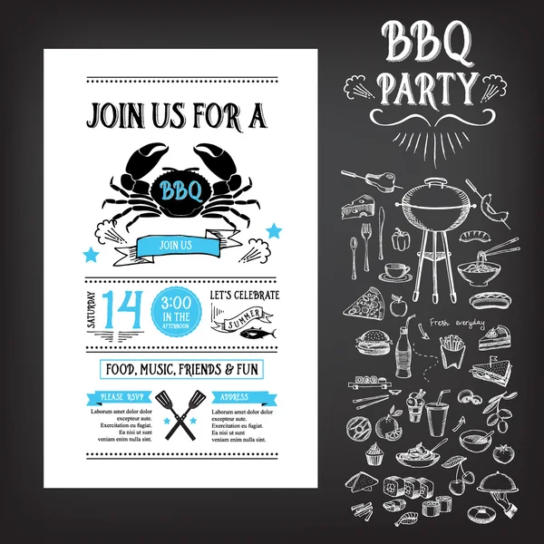 Barbecue party uitnodiging — Stockvector