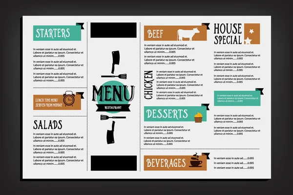 Restauracja café menu, szablon projektu — Wektor stockowy