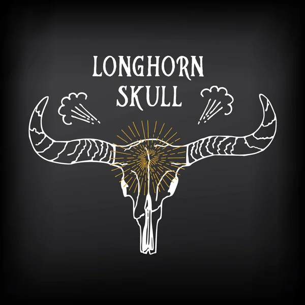 Longhorn skull, sketch design — Stock Vector