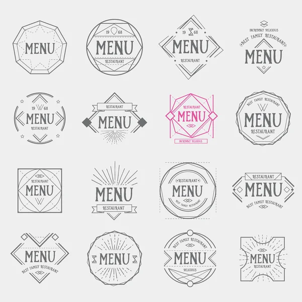 Menu restaurant logo vintage étiquette — Image vectorielle