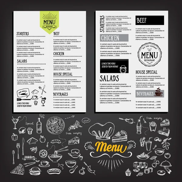 Food menu, restaurant template design