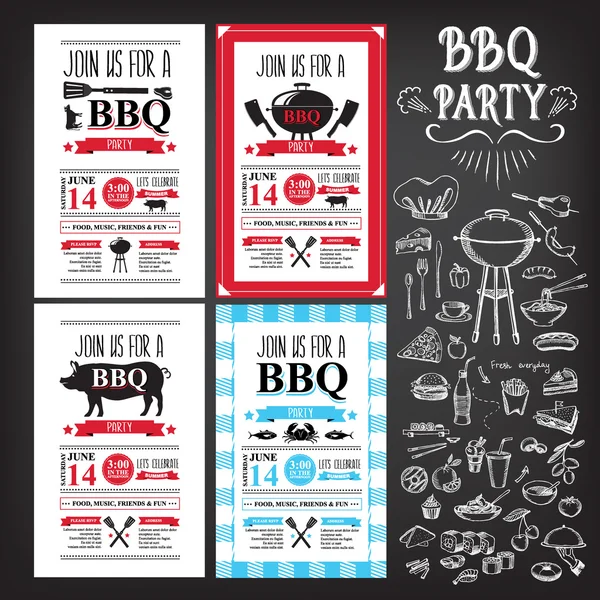 Barbecue party uitnodiging — Stockvector