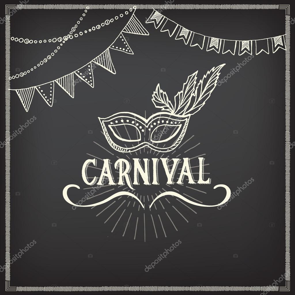 Carnival icons, sketch design. Vector illustration