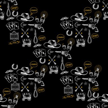 Seamless pattern with western cowboy clipart