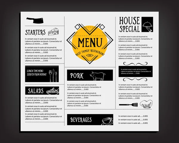 Restauracja café menu, szablon projektu — Wektor stockowy