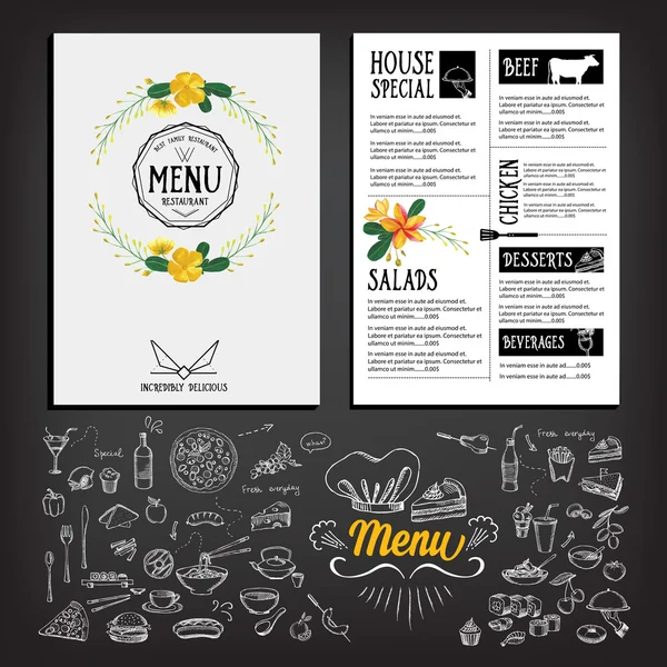 Menu de comida, design de modelo de restaurante — Vetor de Stock