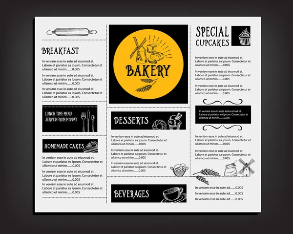 Restaurante menú cafetería, plantilla de diseño — Archivo Imágenes Vectoriales