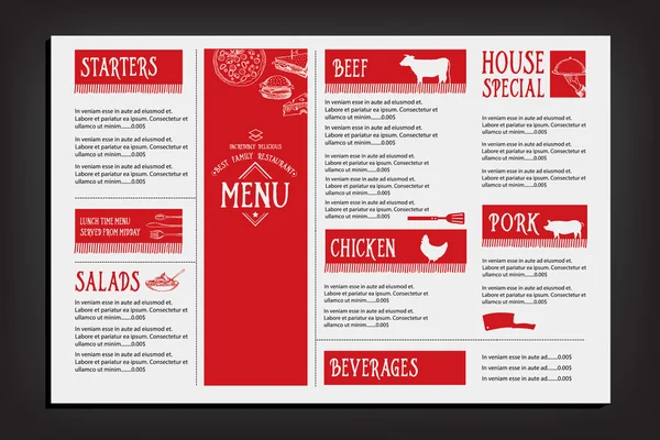Ресторанне меню кафе, дизайн шаблонів — стоковий вектор