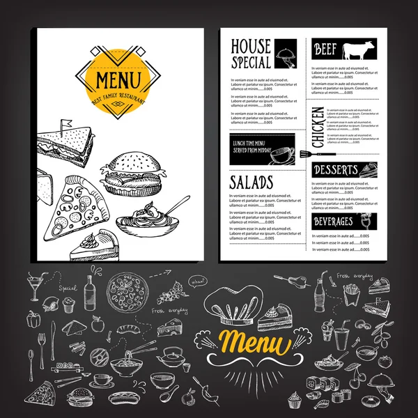 Restauracja café menu, szablon projektu — Wektor stockowy