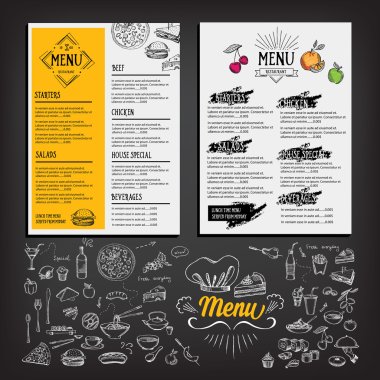 Restaurant cafe menu, template design clipart