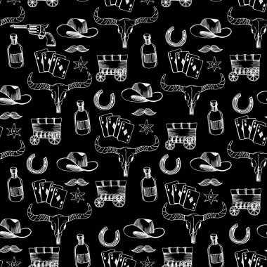 Seamless pattern with western cowboy clipart