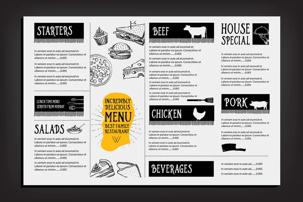 Restauracja café menu, szablon projektu — Wektor stockowy