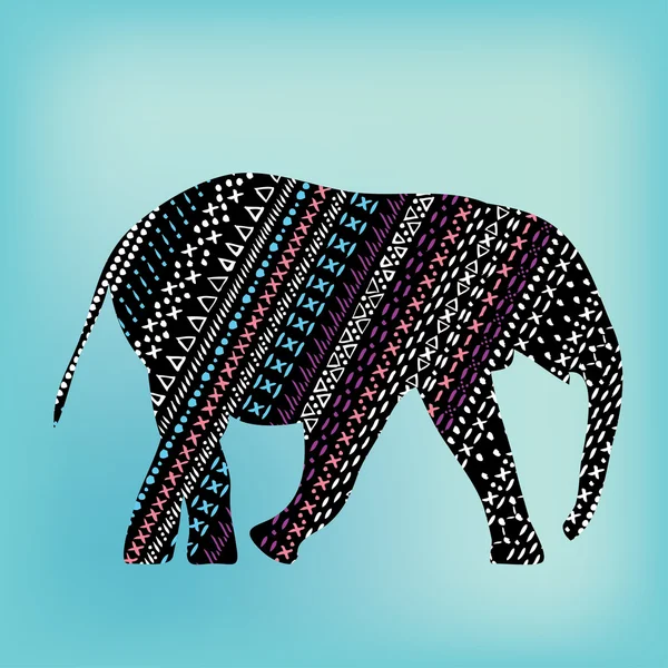 Olifant met patroon afdrukken tribal — Stockvector