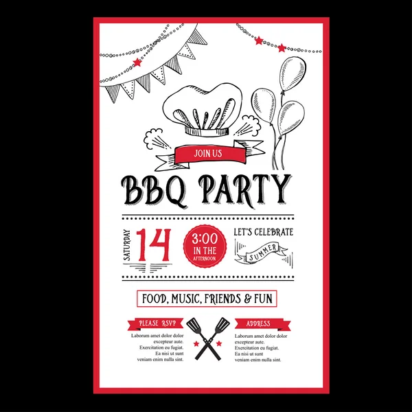 Invitación fiesta barbacoa — Vector de stock