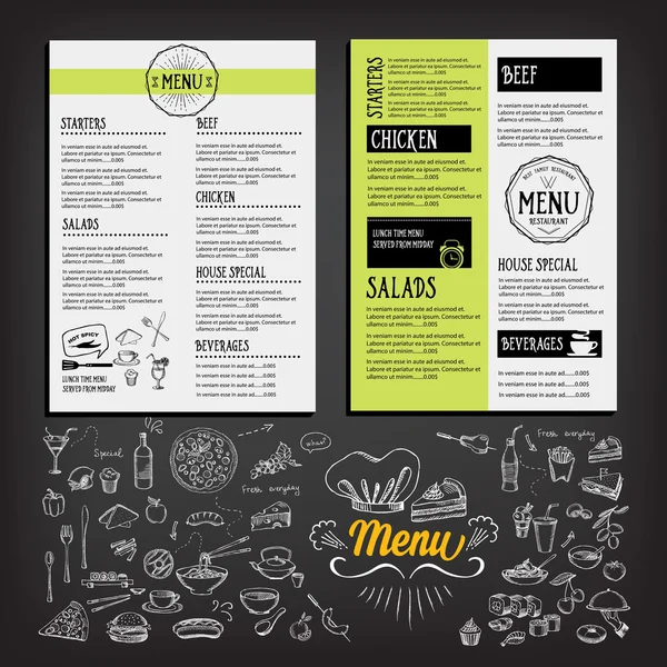 Menu alimentaire, conception de modèle de restaurant — Image vectorielle