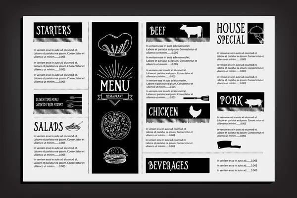 Restaurante menu de café, design de modelo — Vetor de Stock