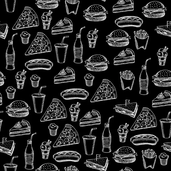 Modèle sans couture avec Fast Food — Image vectorielle