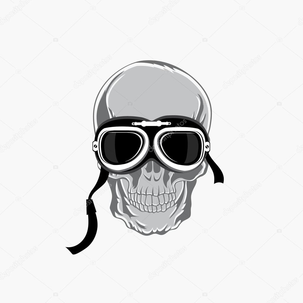 Dead biker graphic print. Motocycle helmet and skull. Design shirt grunge