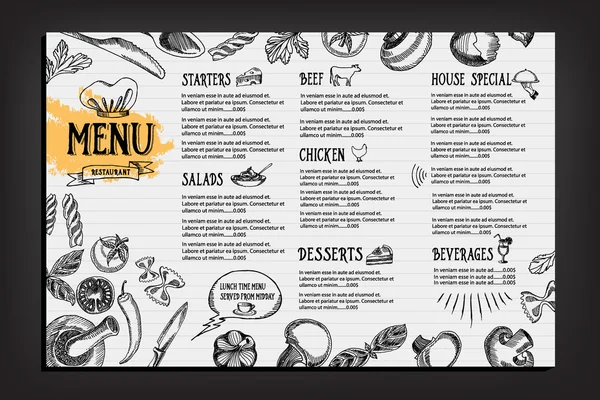 Cafe menu restaurant brochure — Stockvector