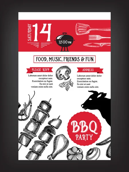 Invitación fiesta barbacoa — Vector de stock