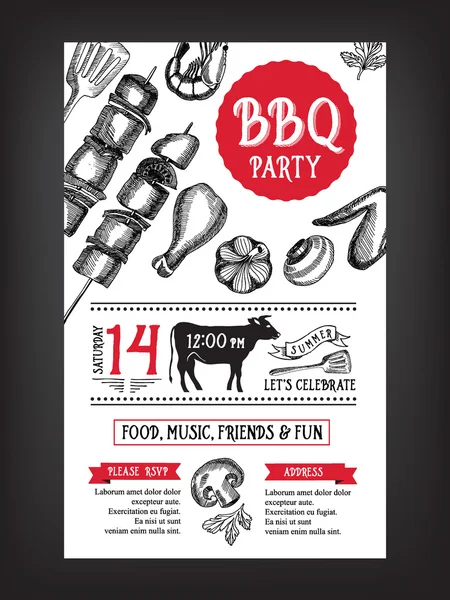 Barbecue party invitation — Stock Vector