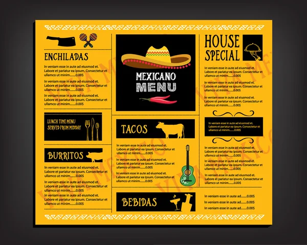 Cafe menu mexican restaurant brochure — Wektor stockowy