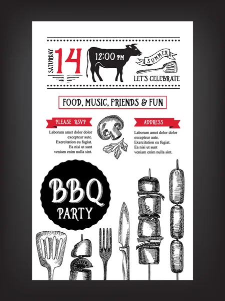 Barbecue party invitation — Stock Vector