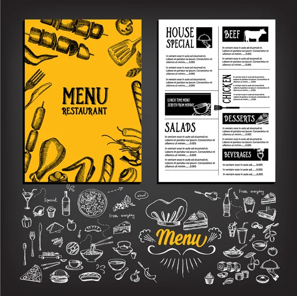 Cafe menu restaurant brochure — Stock Vector