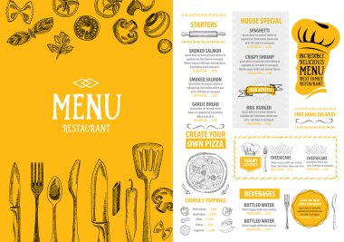 Italian restaurant menu template design clipart