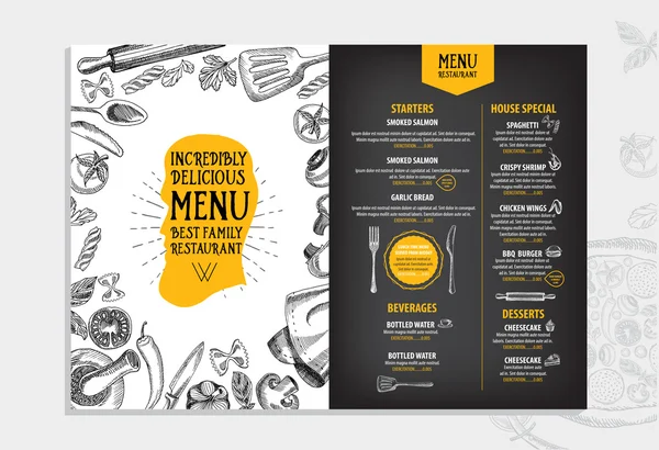 Italská restaurace menu šablony design — Stockový vektor