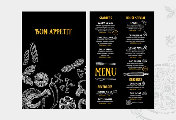 Design de modelo de menu restaurante italiano —  Vetores de Stock