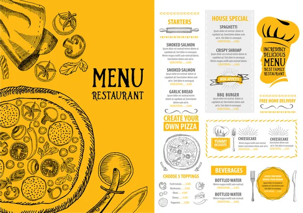 Menu restaurant pizza — Image vectorielle