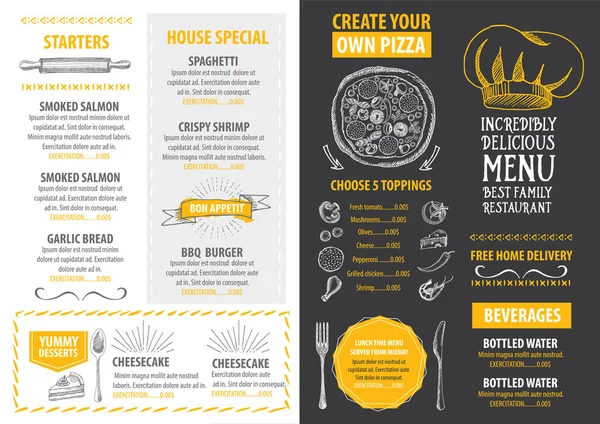 Restoran menü şablonu tasarımı — Stok Vektör