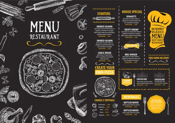 Návrh šablony menu restaurace — Stockový vektor